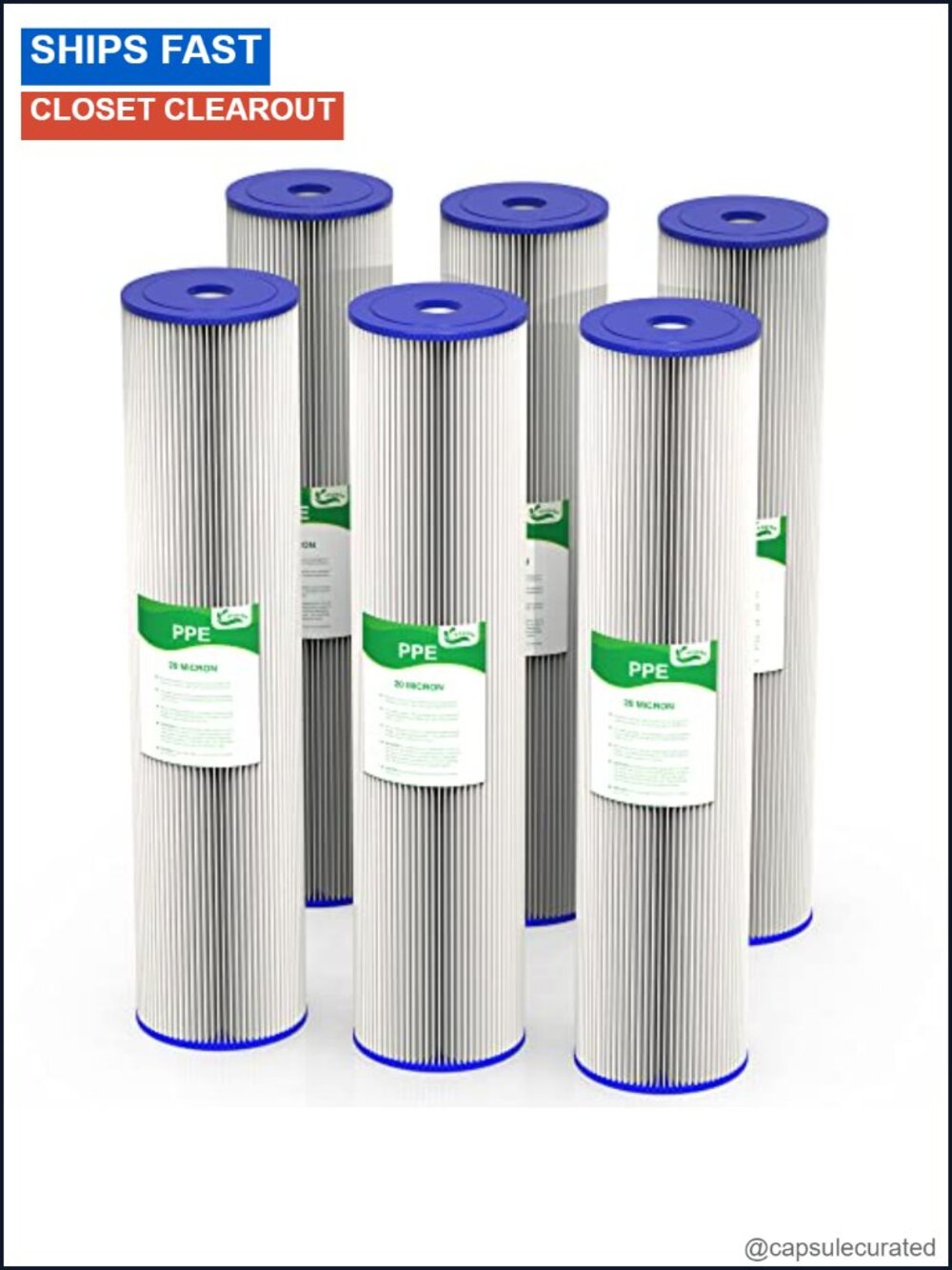 20 Micron Pleated Sediment Water Filter 4.5 x 20 Inch 6 Pack